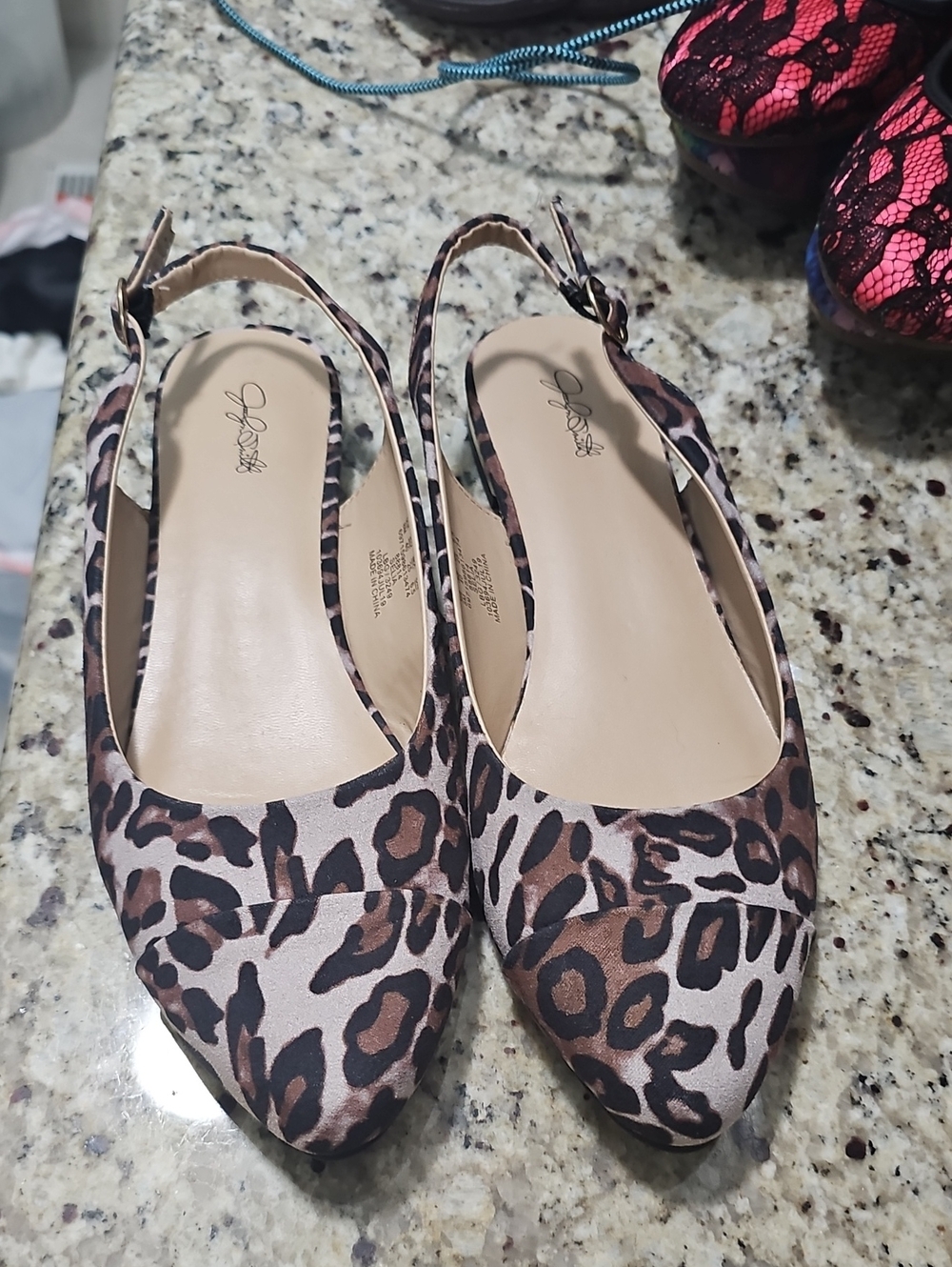 Jessica Simpson Leopard Print Slingback Flats - Women Size 8 Like New